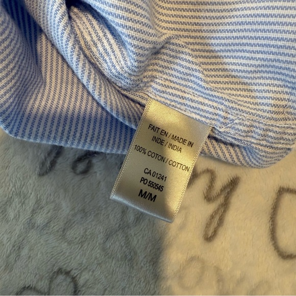 Twik | women's medium Light Blue Striped Oxford Button Down shirt 100% cotton - Picture 5 of 5